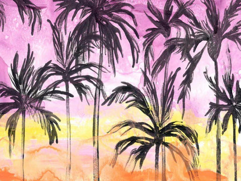 Island Sunset I White Modern Wood Framed Art Print with Double Matting by Vess, June Erica