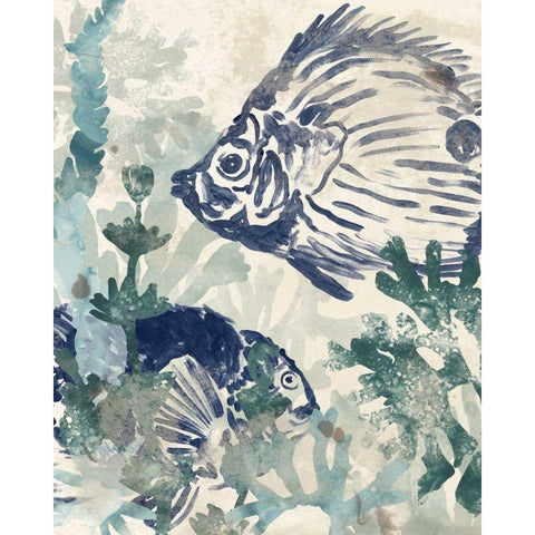 Seafloor Fresco I Black Modern Wood Framed Art Print with Double Matting by Vess, June Erica