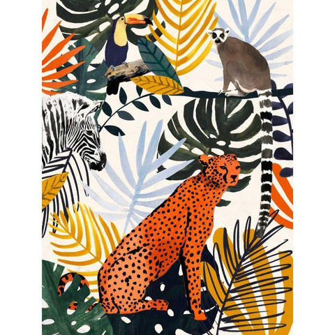 Jungle Jumble I Black Modern Wood Framed Art Print with Double Matting by Borges, Victoria