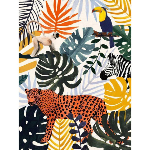 Jungle Jumble II Black Modern Wood Framed Art Print with Double Matting by Borges, Victoria