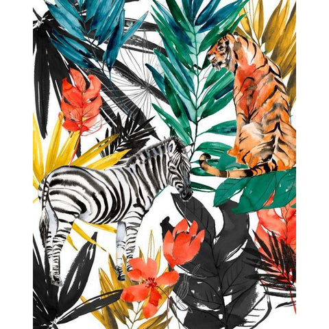 Jungle Life I Black Modern Wood Framed Art Print by Goldberger, Jennifer