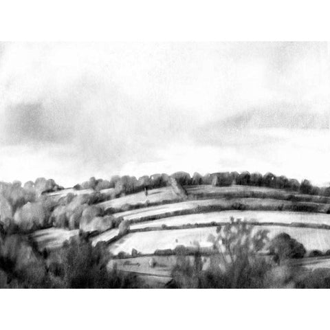 Rolling Landscape Sketch I Black Modern Wood Framed Art Print by Caroline, Emma