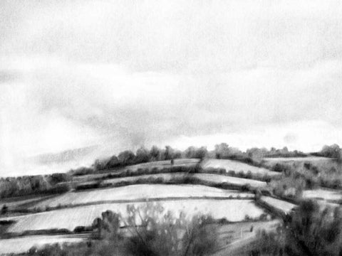 Rolling Landscape Sketch II Black Ornate Wood Framed Art Print with Double Matting by Caroline, Emma