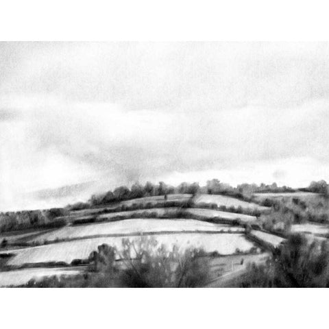 Rolling Landscape Sketch II White Modern Wood Framed Art Print by Caroline, Emma