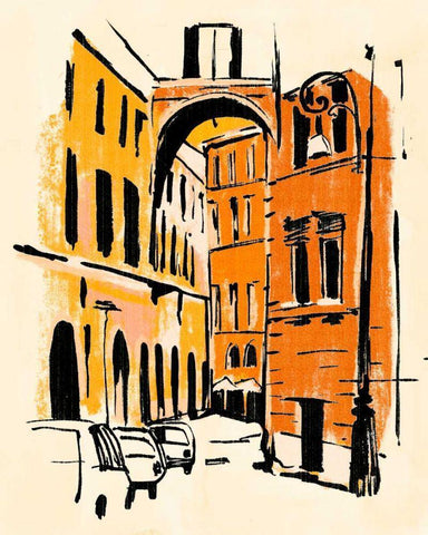 Euro Voyage II White Modern Wood Framed Art Print with Double Matting by Warren, Annie