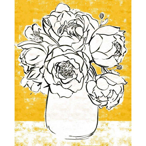 Golden Peony I White Modern Wood Framed Art Print by Warren, Annie