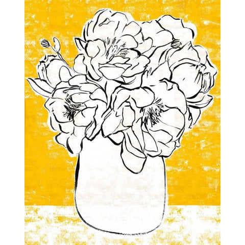 Golden Peony II White Modern Wood Framed Art Print by Warren, Annie