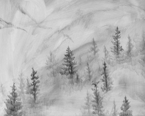 Foggy Foothills II White Modern Wood Framed Art Print with Double Matting by Green, Jacob