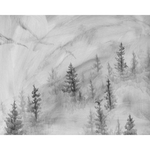 Foggy Foothills II Black Modern Wood Framed Art Print with Double Matting by Green, Jacob