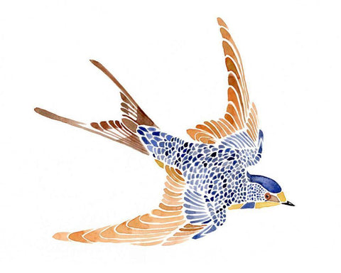 Jeweled Barn Swallow I White Modern Wood Framed Art Print with Double Matting by Green, Jacob