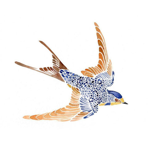 Jeweled Barn Swallow I White Modern Wood Framed Art Print by Green, Jacob