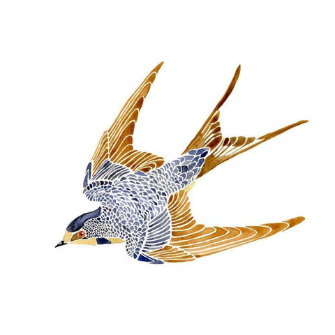 Jeweled Barn Swallow II White Modern Wood Framed Art Print by Green, Jacob