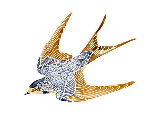 Jeweled Barn Swallow II White Modern Wood Framed Art Print with Double Matting by Green, Jacob