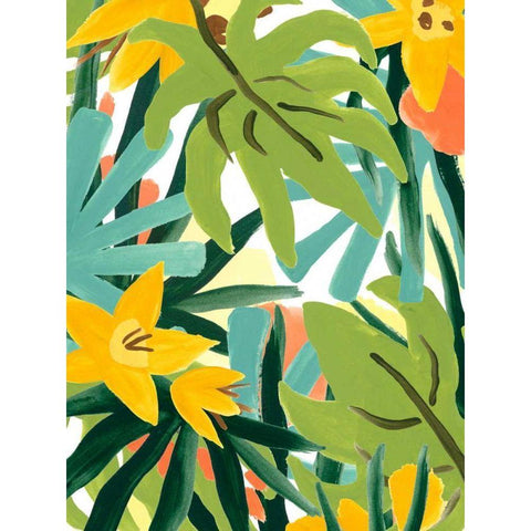 Palm Thatch II Black Modern Wood Framed Art Print with Double Matting by Vess, June Erica