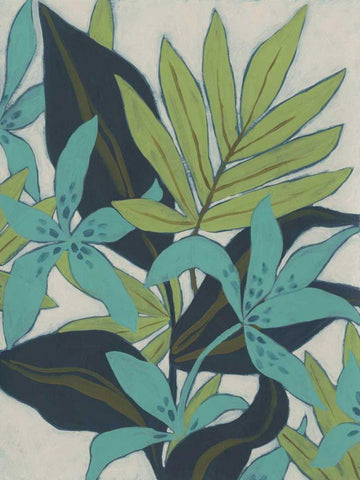 Jungle Blues I Black Ornate Wood Framed Art Print with Double Matting by Vess, June Erica