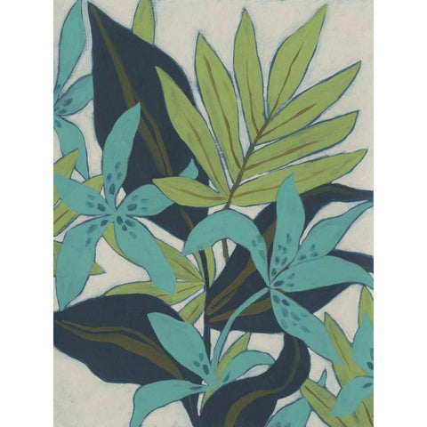Jungle Blues I Gold Ornate Wood Framed Art Print with Double Matting by Vess, June Erica