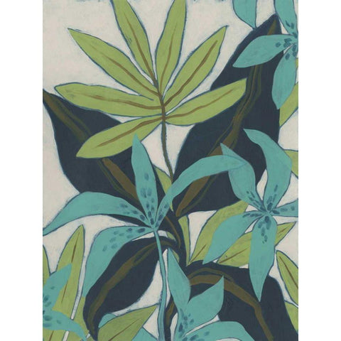 Jungle Blues II White Modern Wood Framed Art Print by Vess, June Erica