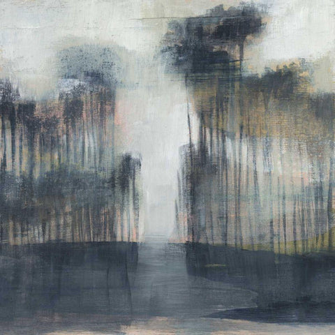 Illuminated Treeline II Black Modern Wood Framed Art Print by Goldberger, Jennifer