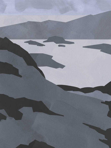 Grayscale Island Chain I White Modern Wood Framed Art Print with Double Matting by Green, Jacob