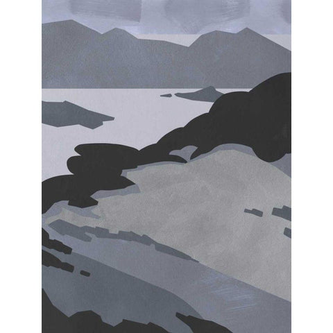 Grayscale Island Chain II Black Modern Wood Framed Art Print with Double Matting by Green, Jacob