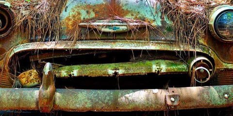 Car Graveyard V White Modern Wood Framed Art Print with Double Matting by McLoughlin, James