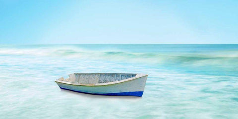 Boat on a Beach I Black Ornate Wood Framed Art Print with Double Matting by McLoughlin, James