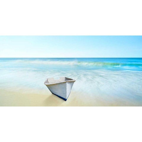 Boat on a Beach IV Black Modern Wood Framed Art Print with Double Matting by McLoughlin, James