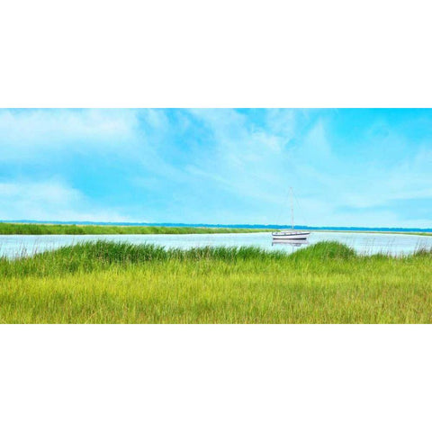 Marsh Mooring Black Modern Wood Framed Art Print by McLoughlin, James