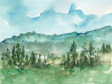 Stand of Evergreens I White Modern Wood Framed Art Print with Double Matting by Harper, Ethan