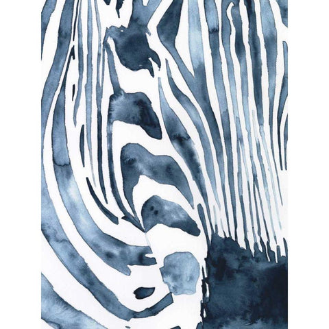 Indigo Zebra I White Modern Wood Framed Art Print by Borges, Victoria