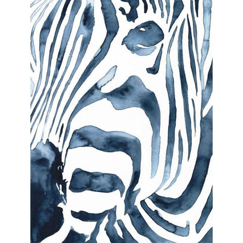 Indigo Zebra II White Modern Wood Framed Art Print by Borges, Victoria