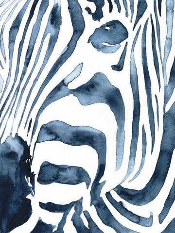 Indigo Zebra II Black Ornate Wood Framed Art Print with Double Matting by Borges, Victoria