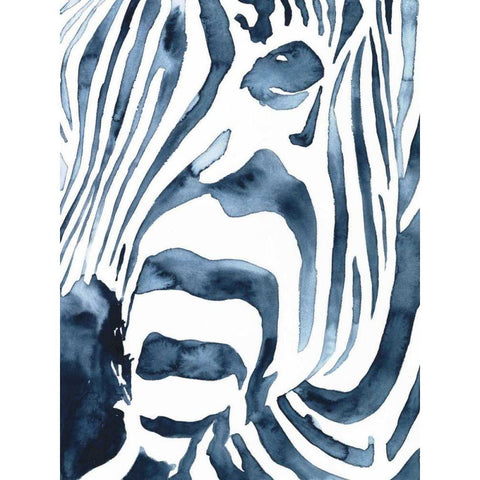 Indigo Zebra II Black Modern Wood Framed Art Print with Double Matting by Borges, Victoria