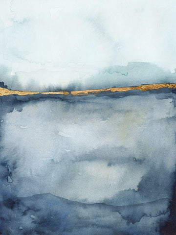 Coastal Horizon II Black Ornate Wood Framed Art Print with Double Matting by Borges, Victoria