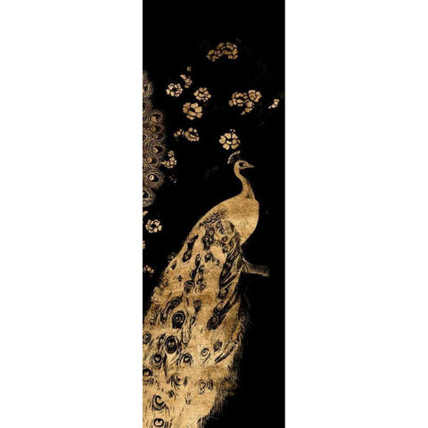 Gilded Peacock Triptych III Black Modern Wood Framed Art Print with Double Matting by Goldberger, Jennifer