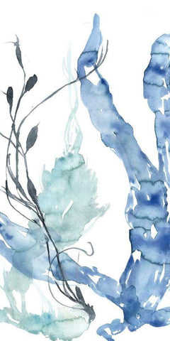 Ocean Etude Triptych II White Modern Wood Framed Art Print with Double Matting by Goldberger, Jennifer