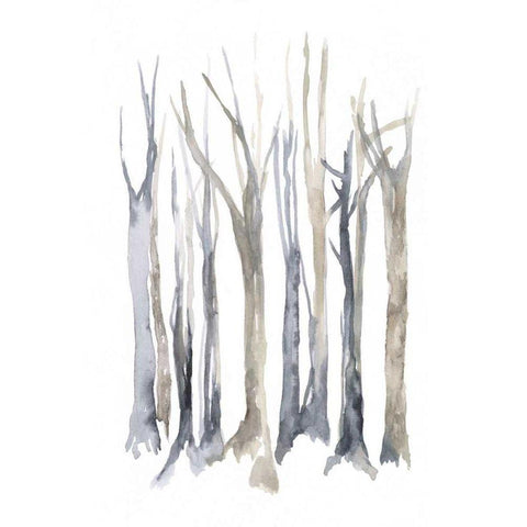 Neutral Treeline I White Modern Wood Framed Art Print by Goldberger, Jennifer
