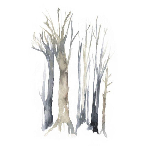 Neutral Treeline II Black Modern Wood Framed Art Print with Double Matting by Goldberger, Jennifer