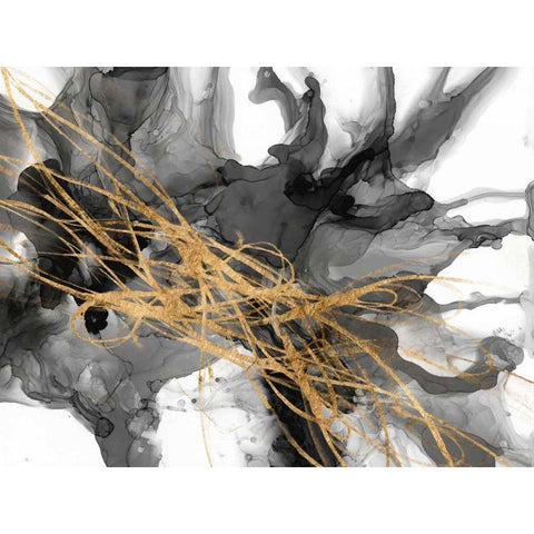 Golden Vortex II Black Modern Wood Framed Art Print with Double Matting by Goldberger, Jennifer