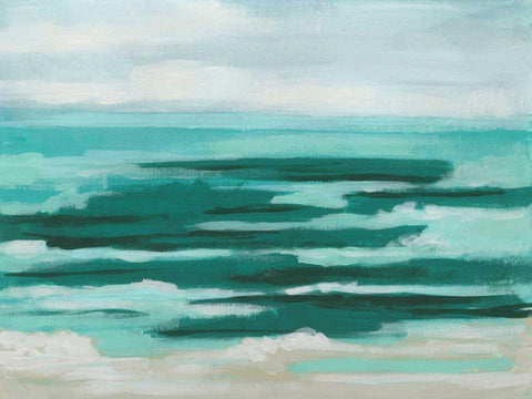 Mint Surf I White Modern Wood Framed Art Print with Double Matting by Vess, June Erica