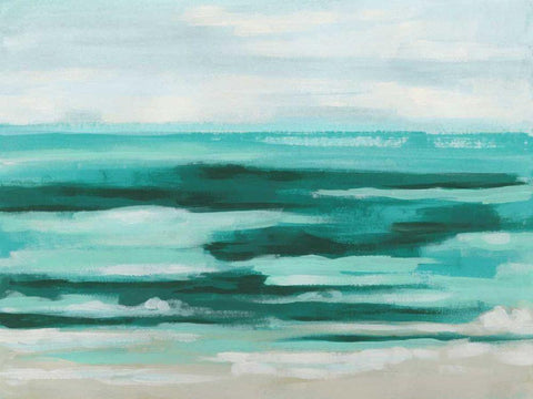 Mint Surf II White Modern Wood Framed Art Print with Double Matting by Vess, June Erica