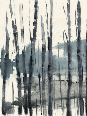 Fluid Treeline II Black Ornate Wood Framed Art Print with Double Matting by Goldberger, Jennifer