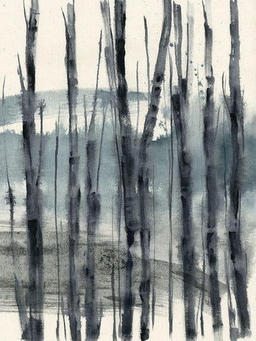 Fluid Treeline III White Modern Wood Framed Art Print with Double Matting by Goldberger, Jennifer