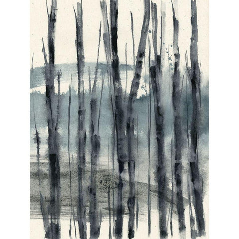 Fluid Treeline III Black Modern Wood Framed Art Print with Double Matting by Goldberger, Jennifer