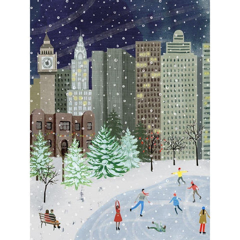 Christmas in the City I Black Modern Wood Framed Art Print with Double Matting by Popp, Grace