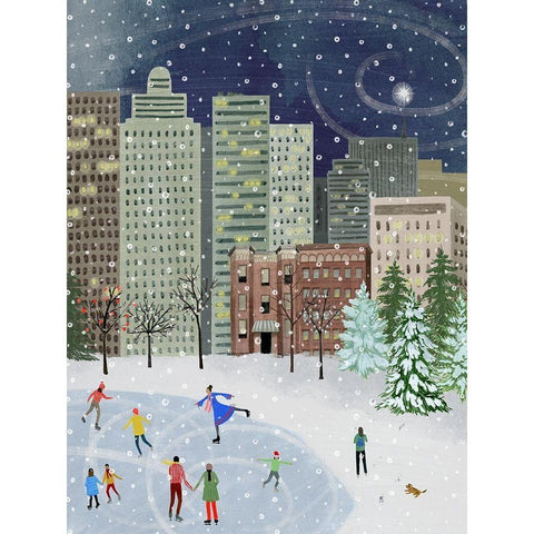 Christmas in the City II Gold Ornate Wood Framed Art Print with Double Matting by Popp, Grace