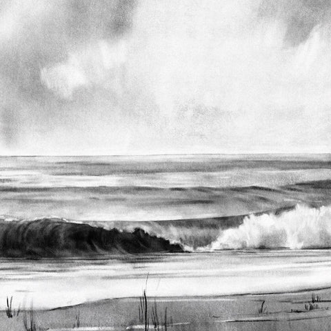 High Tide Sketch I White Modern Wood Framed Art Print with Double Matting by Caroline, Emma