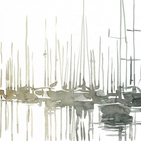 Early Morning Wharf I White Modern Wood Framed Art Print with Double Matting by Caroline, Emma