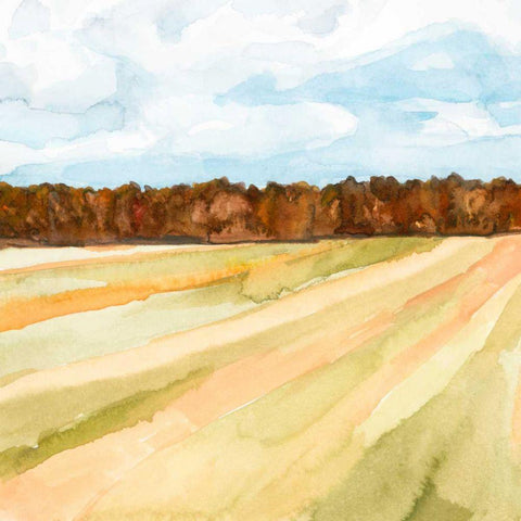 Autumn Crops I White Modern Wood Framed Art Print by Warren, Annie