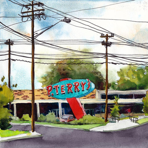 Open Road Stops I White Modern Wood Framed Art Print with Double Matting by McCreery, Paul